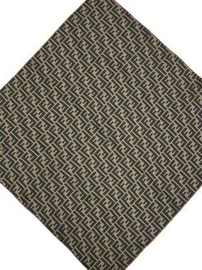 Fendi Scarf Zucca Pattern Beige Black Silk